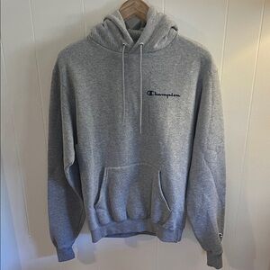 Champion Light Gray Pullover Hoodie with Script Logo